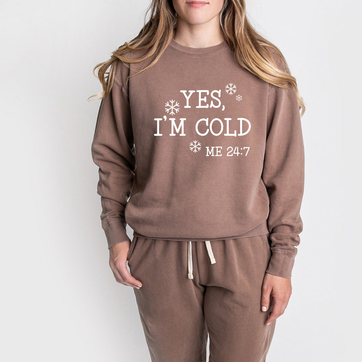 Yes I'm Cold | Lightweight Garment Dyed Sweatshirt Set