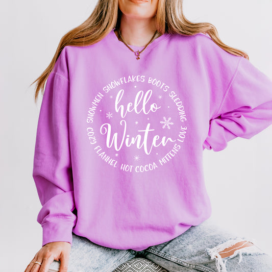 Hello Winter Circle | Lightweight Garment Dyed Sweatshirt