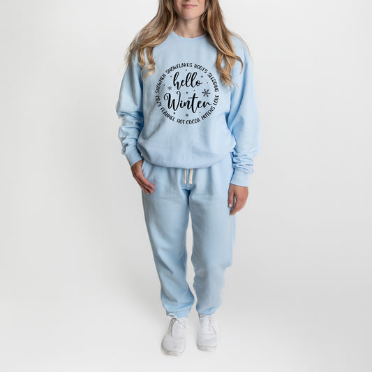 Hello Winter Circle | Lightweight Garment Dyed Sweatshirt Set