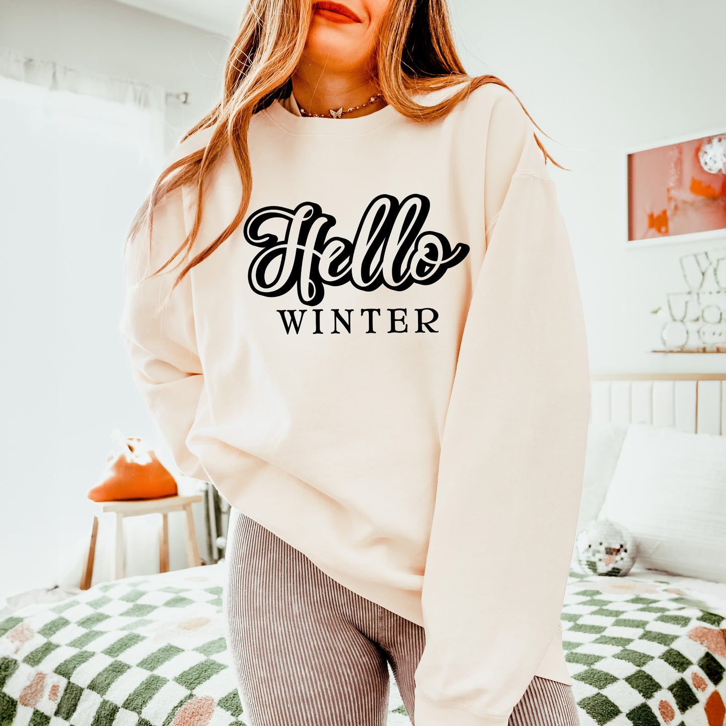 Retro Hello Winter | Lightweight Garment Dyed Sweatshirt