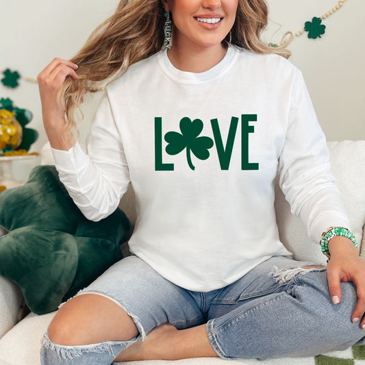 Love Clover Puff Print | Garment Dyed Long Sleeve