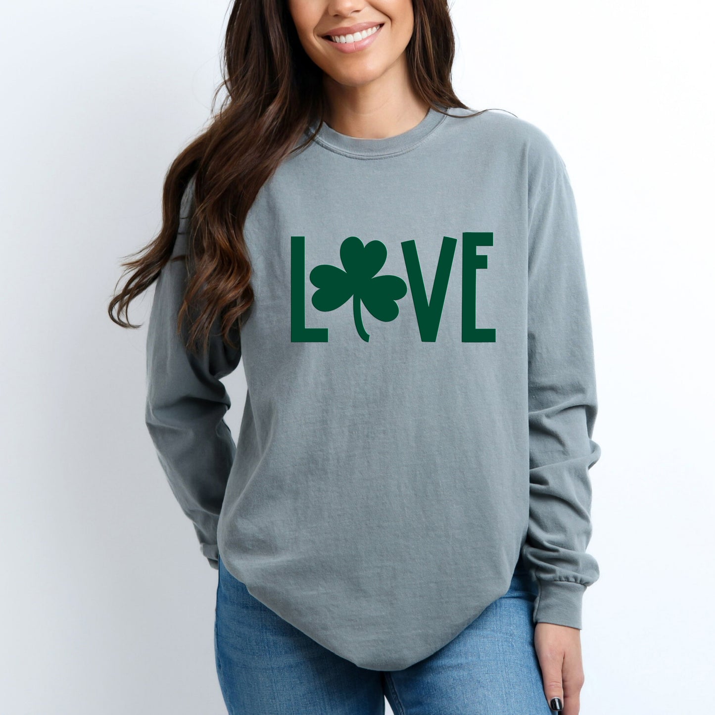 Love Clover Puff Print | Garment Dyed Long Sleeve