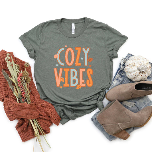 Cozy Vibes Distressed | Short Sleeve Crew Neck