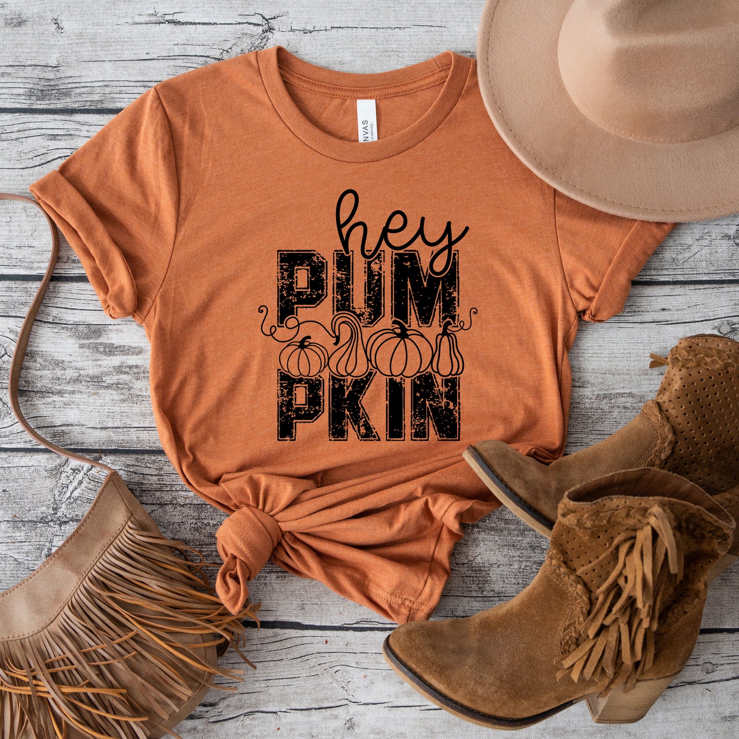 Hey Pumpkin Distressed | Short Sleeve Crew Neck