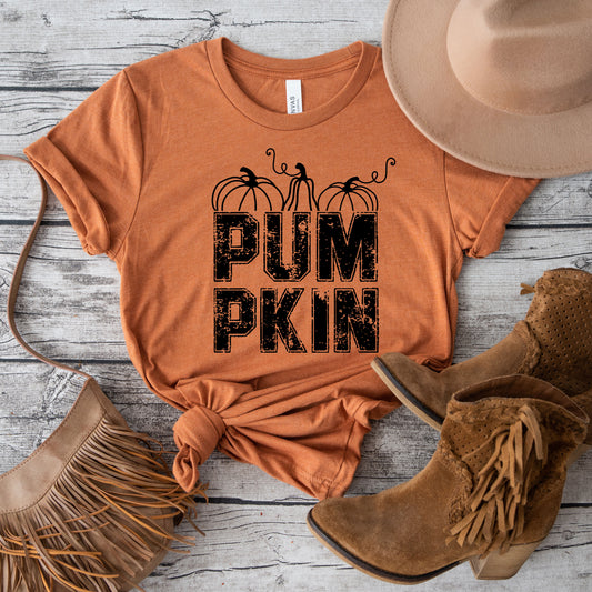 Pumpkin Distressed | Short Sleeve Crew Neck