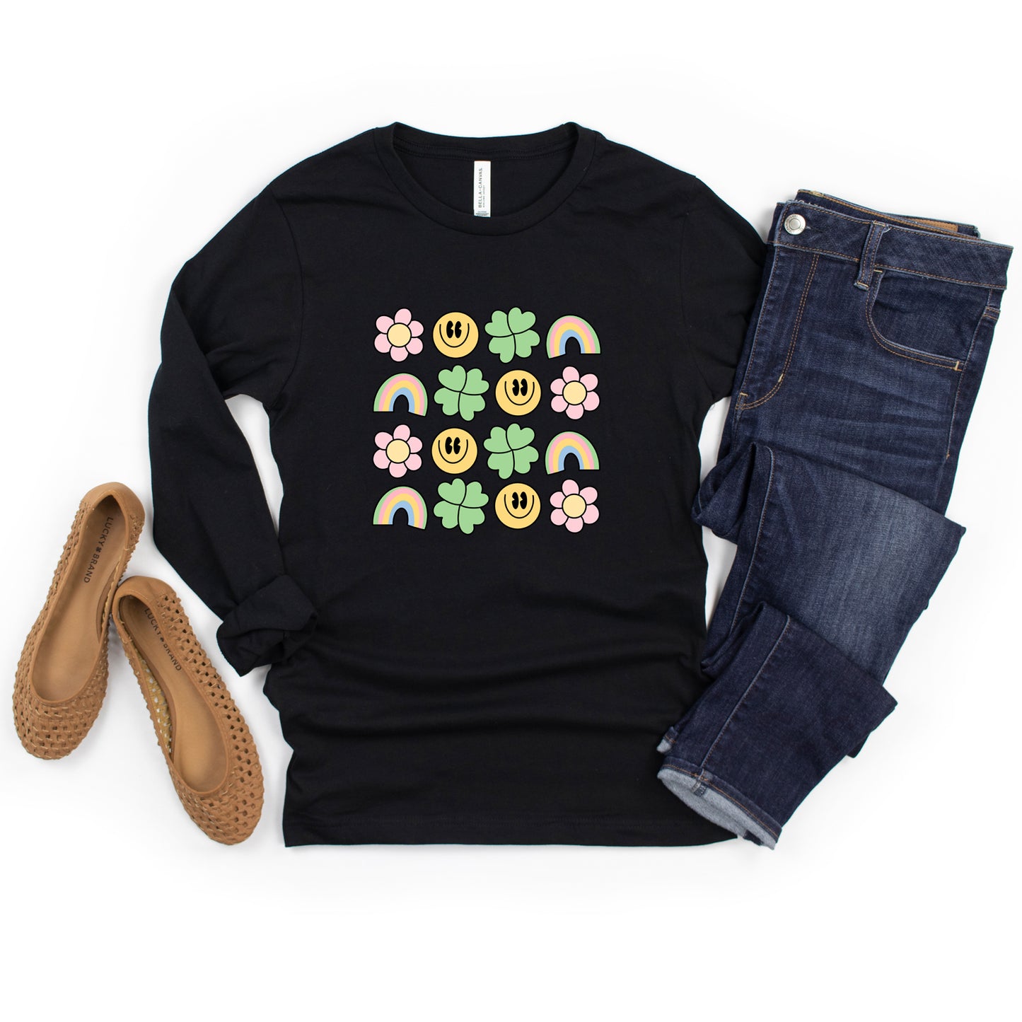 Smiley Clover Daisy | Long Sleeve Crew Neck