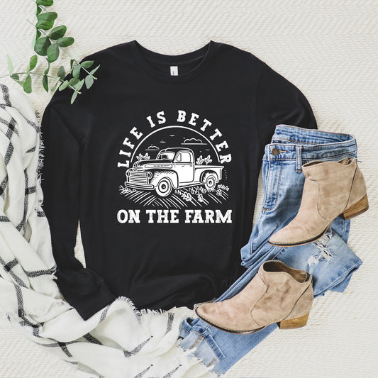 Better On The Farm Truck | Long Sleeve Crew Neck