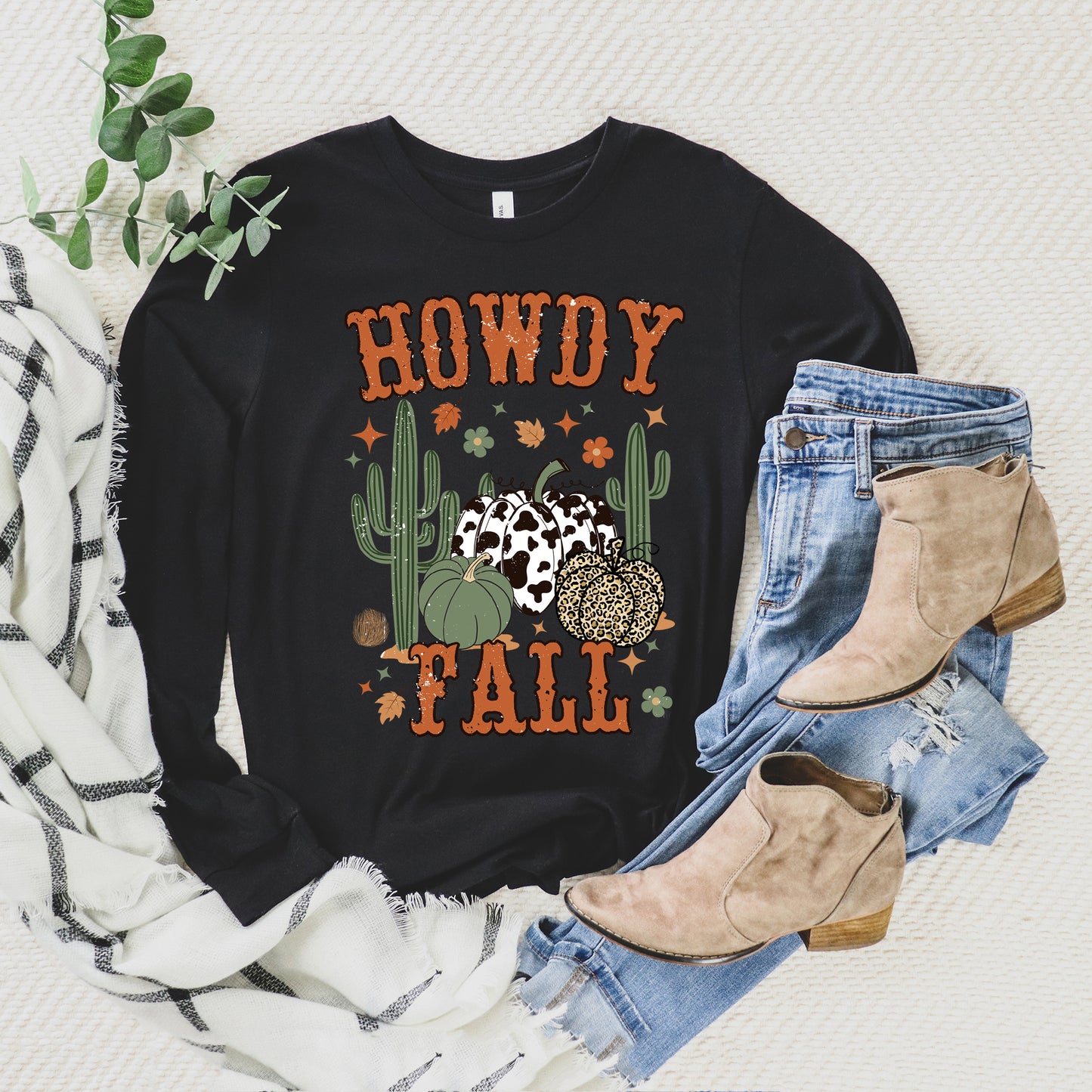 Howdy Fall Cactus | Long Sleeve Crew Neck