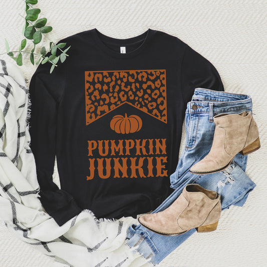 Leopard Pumpkin Junkie | Long Sleeve Crew Neck