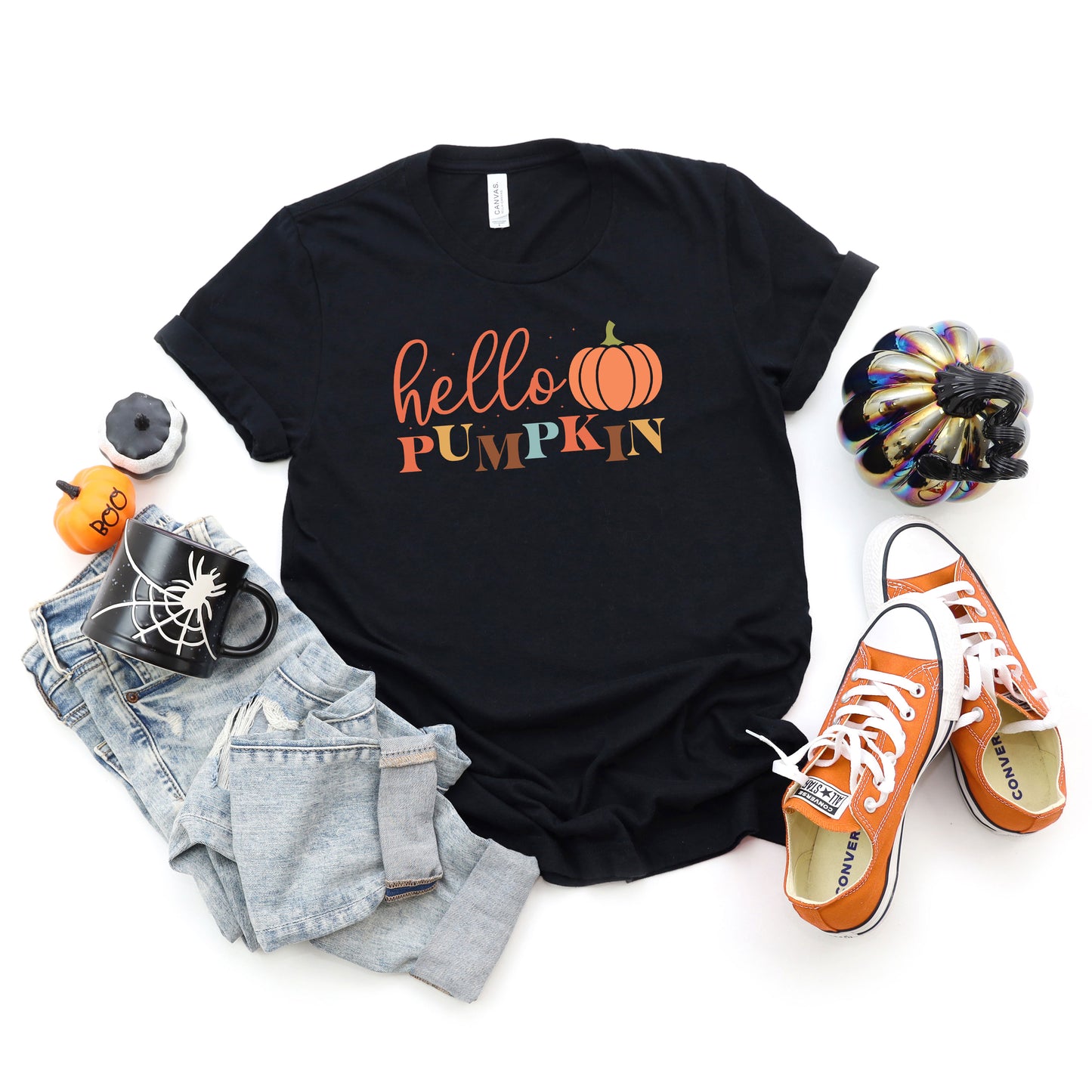 Cursive Hello Pumpkin | Short Sleeve Crew Neck