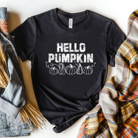 Hello Pumpkin Distressed | Short Sleeve Crew Neck