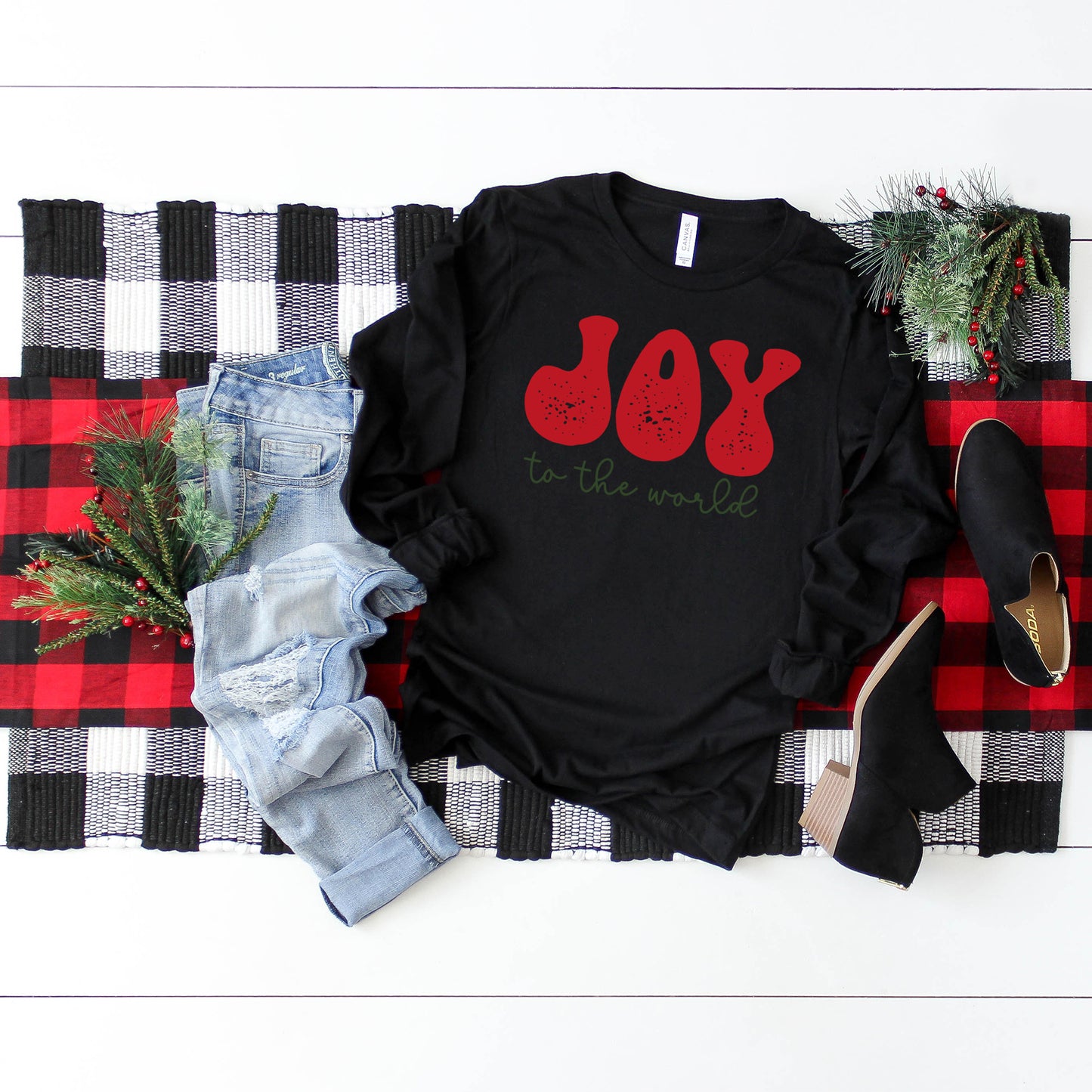 Joy To The World Cursive | Long Sleeve Crew Neck