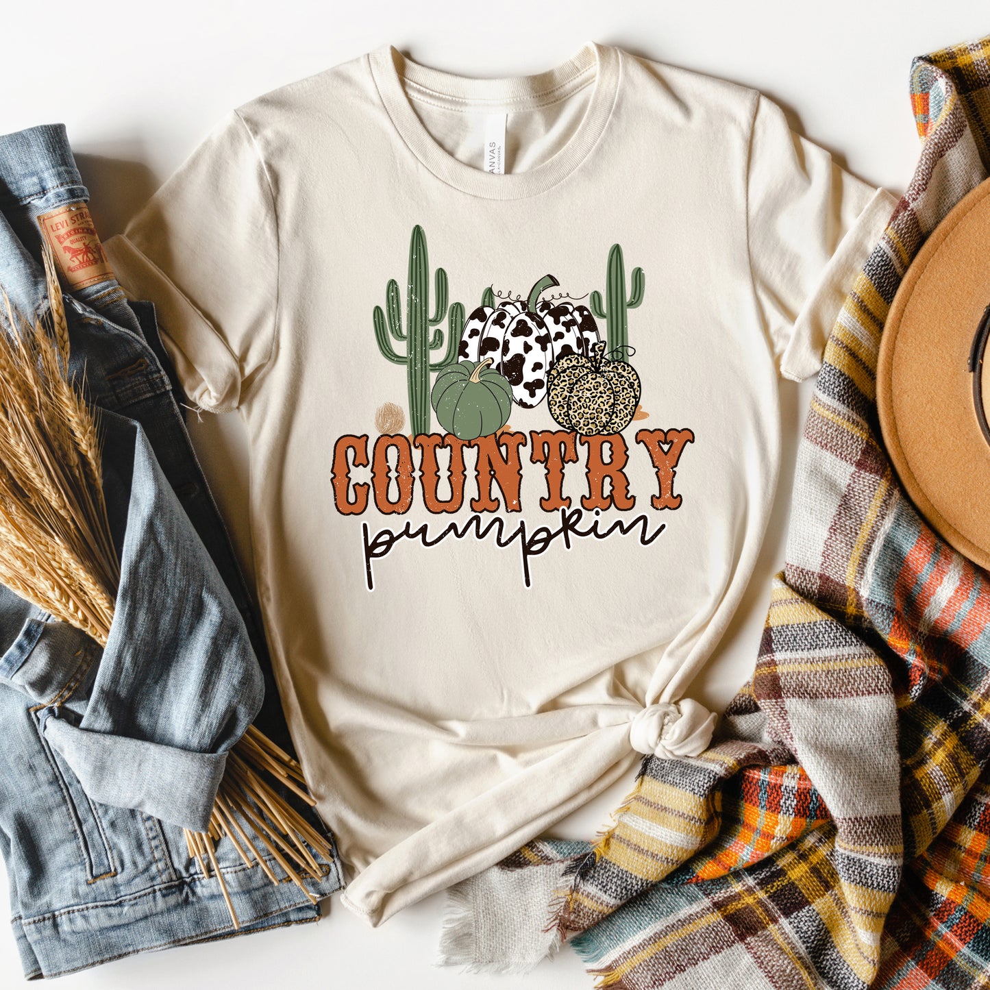 Country Pumpkin Cactus | Short Sleeve Crew Neck