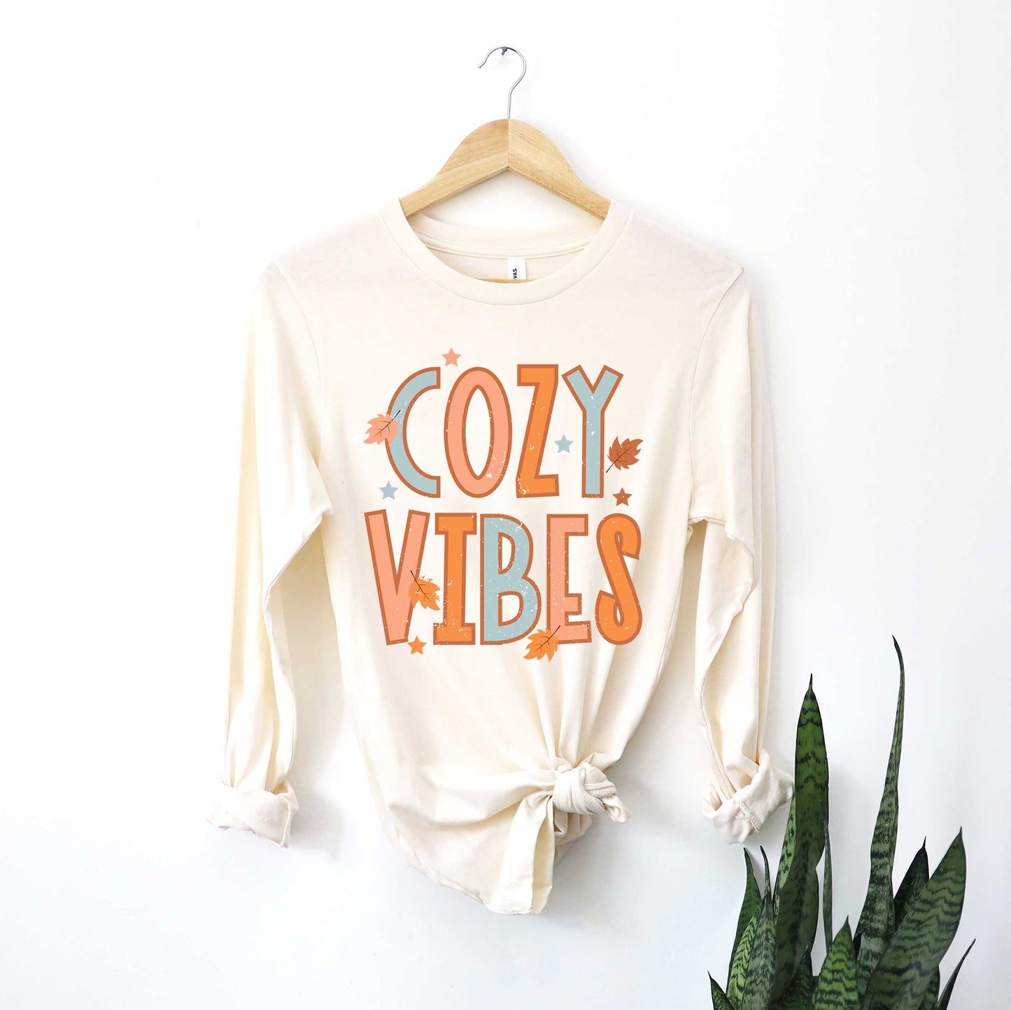 Cozy Vibes Distressed | Long Sleeve Crew Neck