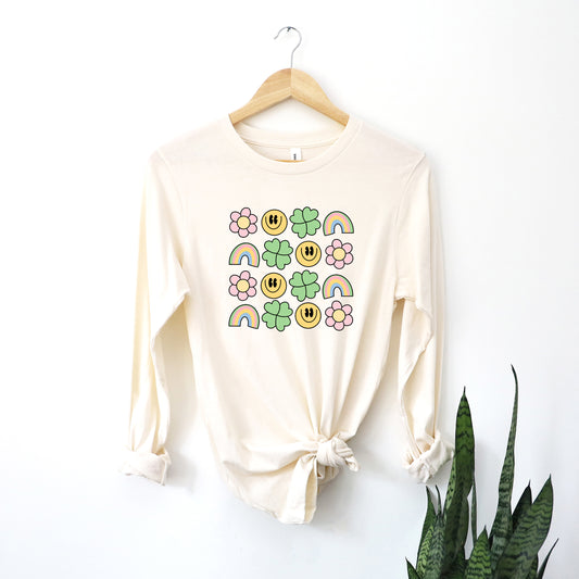 Smiley Clover Daisy | Long Sleeve Crew Neck