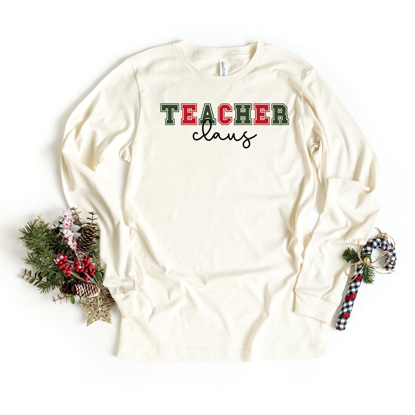 Teacher Claus Bold | Long Sleeve Crew Neck