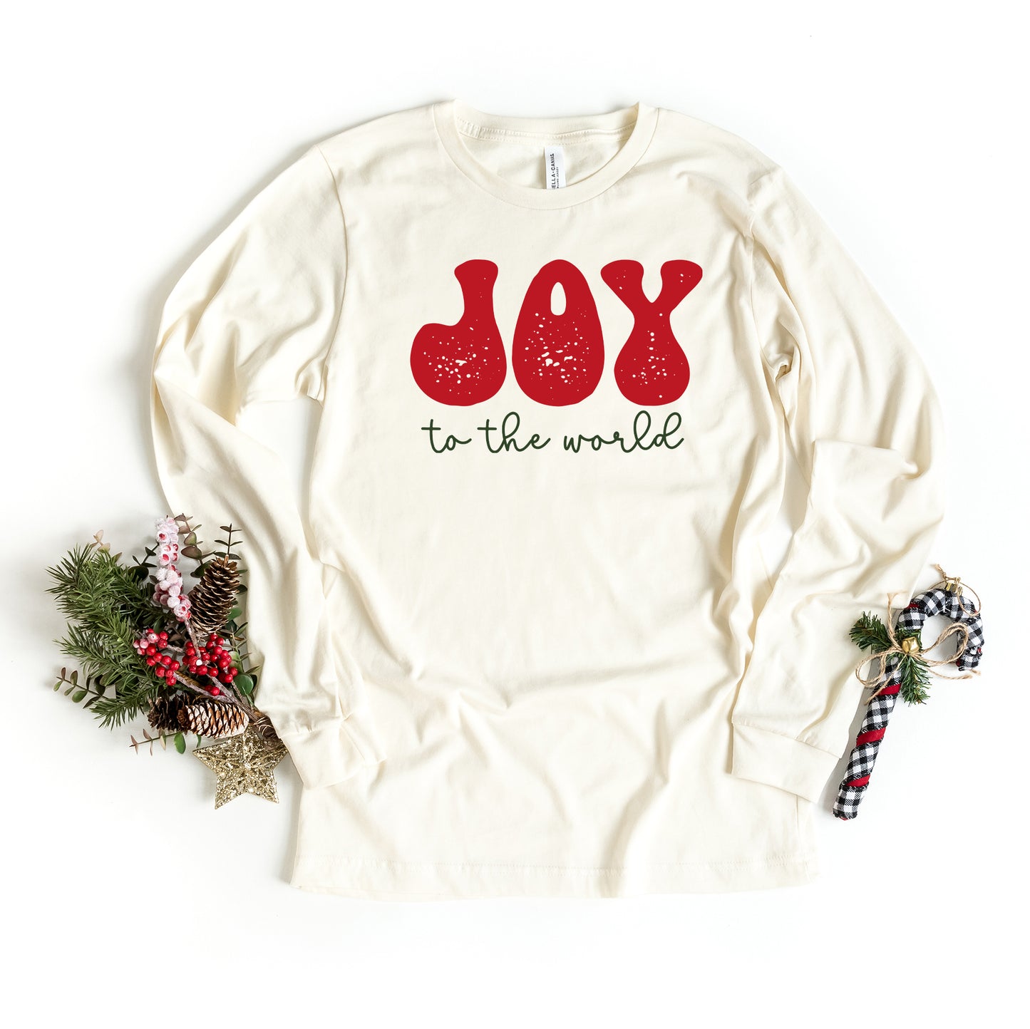 Joy To The World Cursive | Long Sleeve Crew Neck