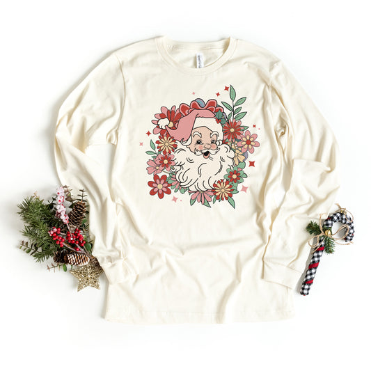 Floral Santa | Long Sleeve Crew Neck