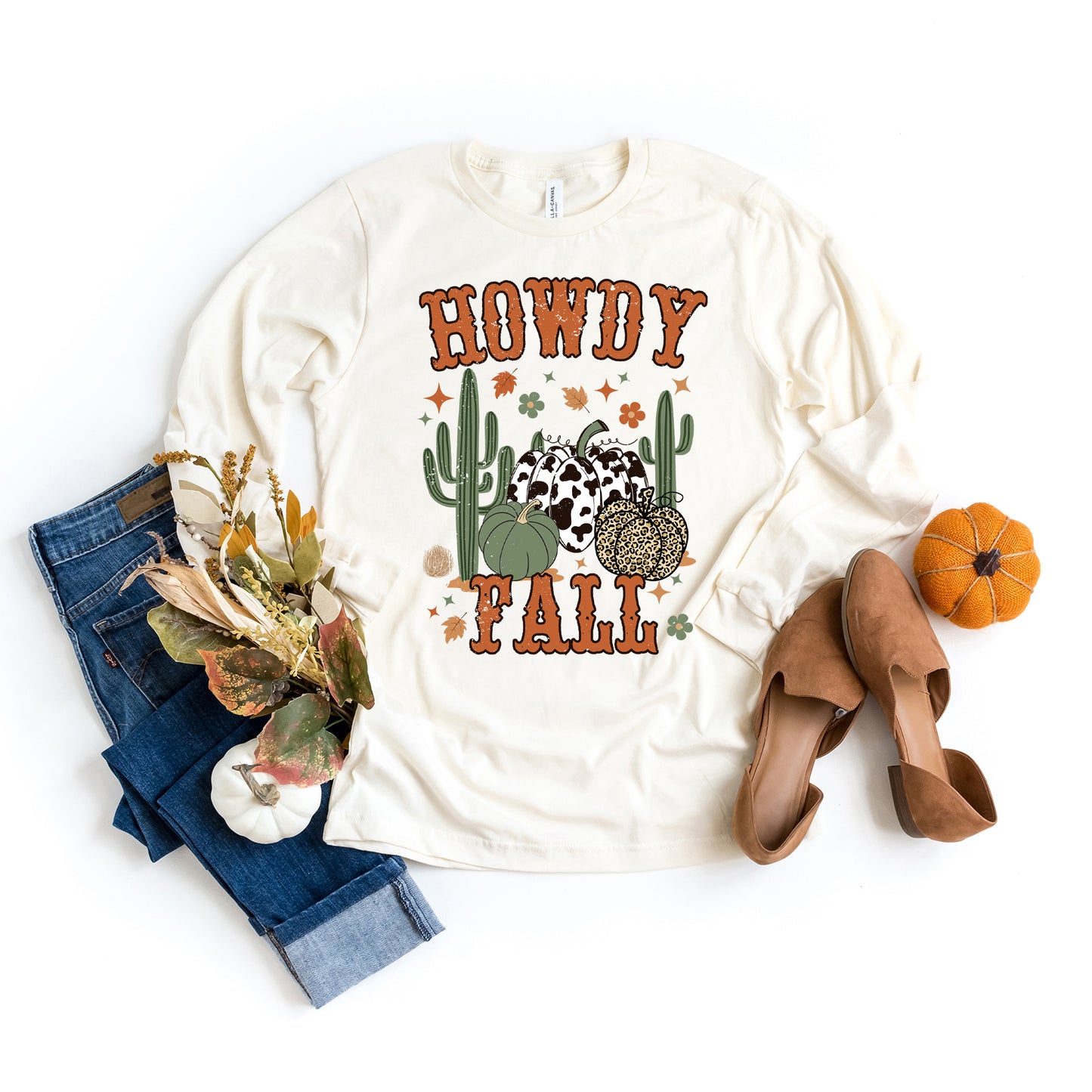 Howdy Fall Cactus | Long Sleeve Crew Neck