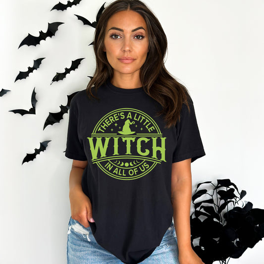 A Little Witch In All of Us Puff Print | Short Sleeve Crew Neck