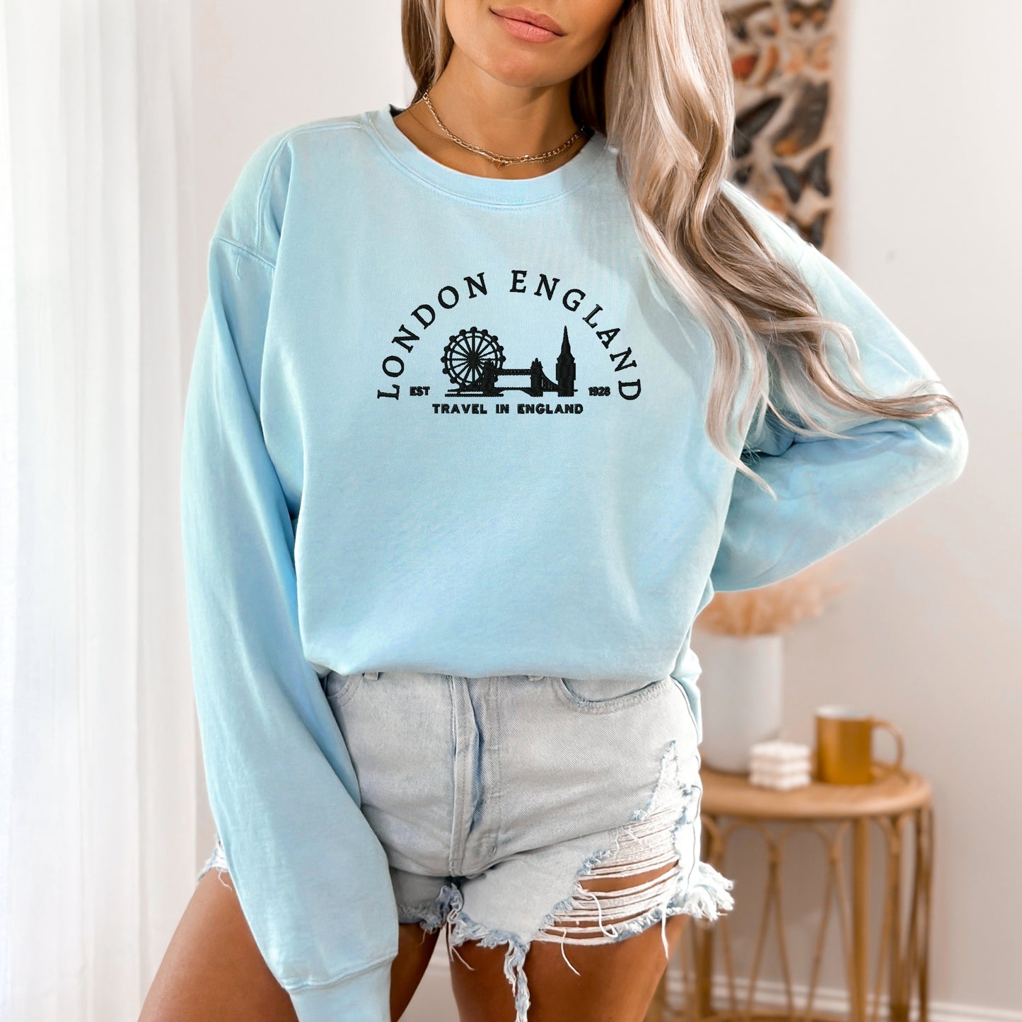 Embroidered London England | Garment Dyed Sweatshirt