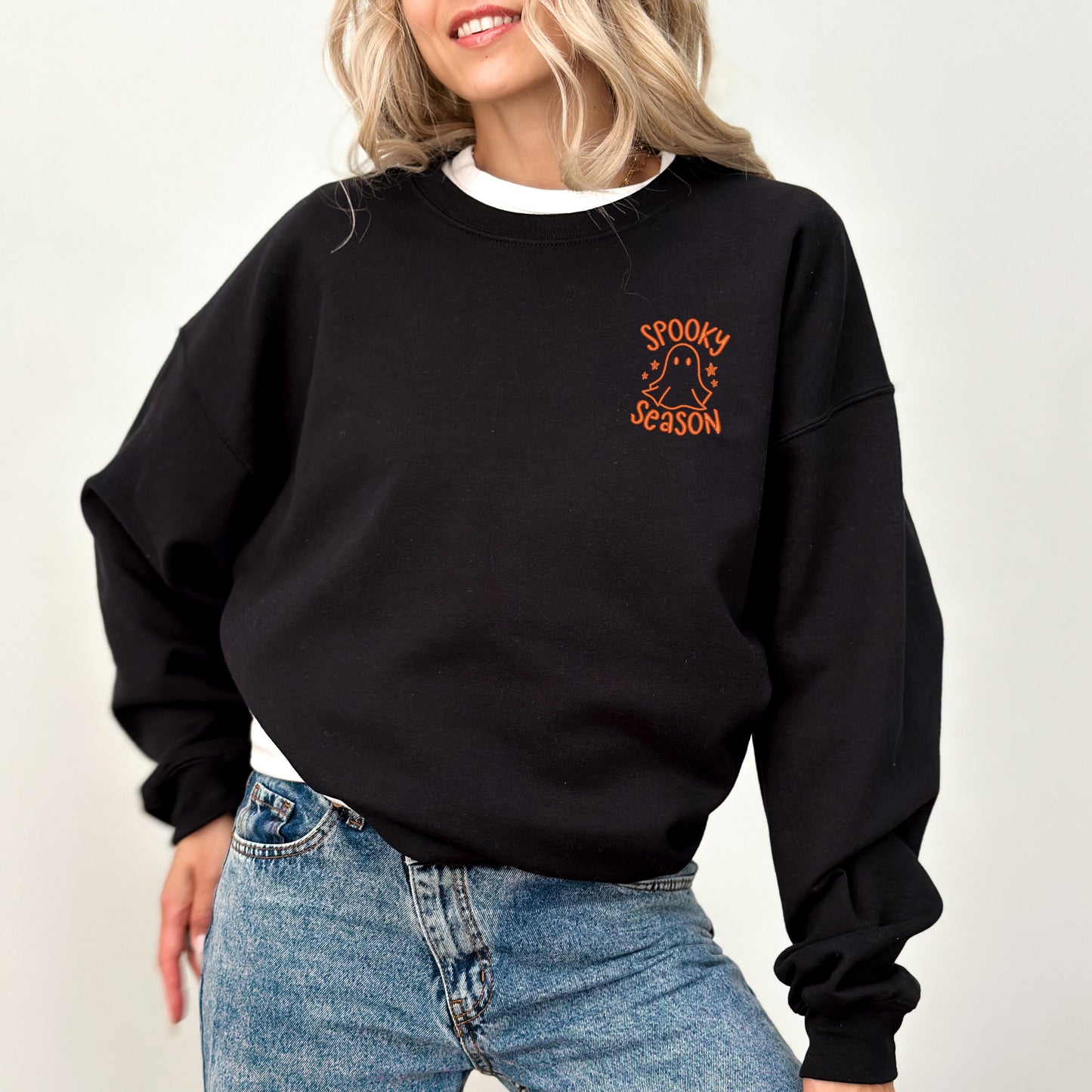 Embroidered Spooky Season Ghost Mini | Sweatshirt