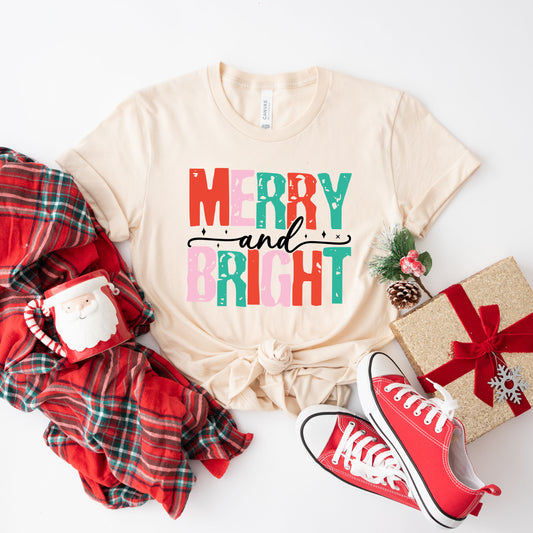 Merry and Bright Colorful | Short Sleeve Crew Neck