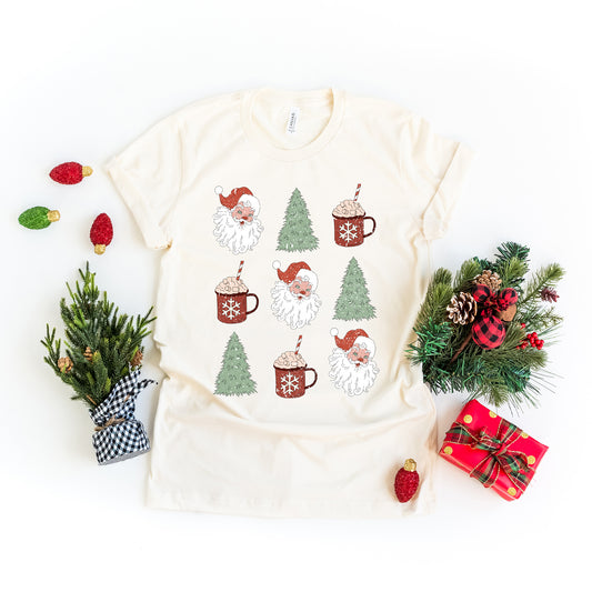 Tree and Mug Collage | Short Sleeve Crew Neck