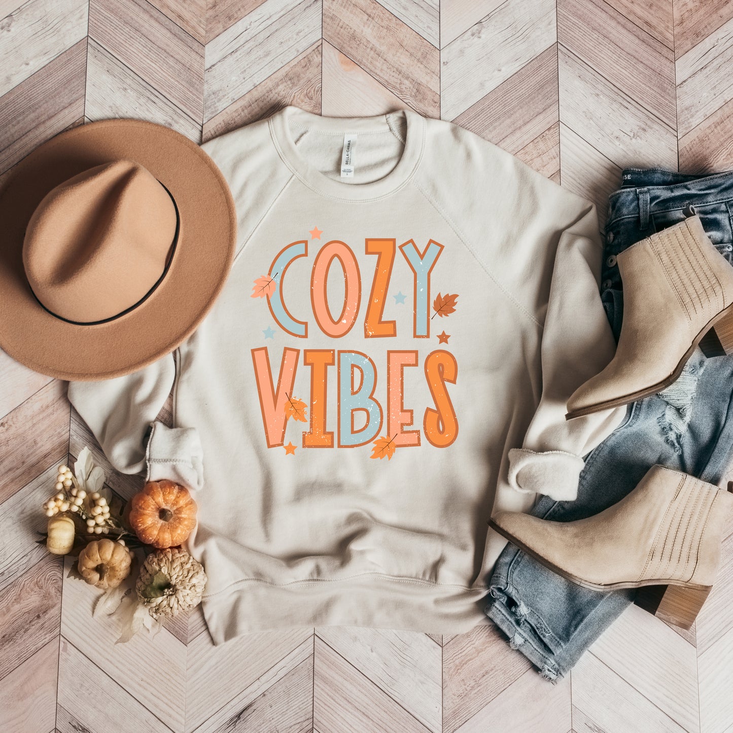 Cozy Vibes Distressed | Bella Canvas Premium Sweatshirt