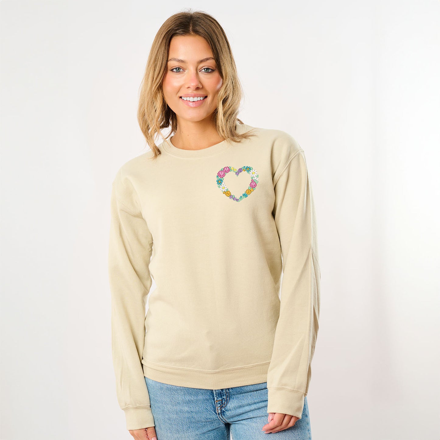 Embroidered Small Floral Heart Mini | Sweatshirt