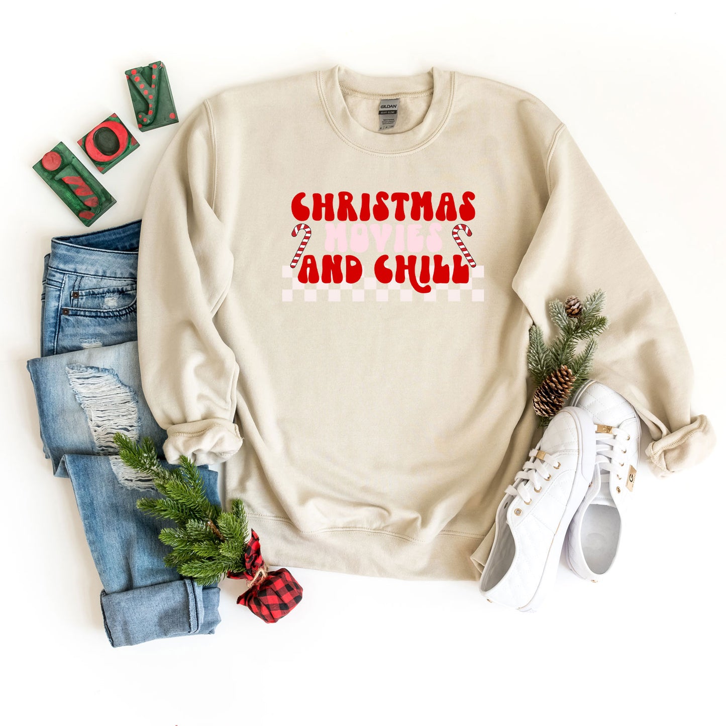 Christmas Movies and Chill Checkered  | Sweatshirt