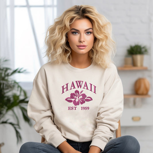 Embroidered Hawaii Flower | Sweatshirt