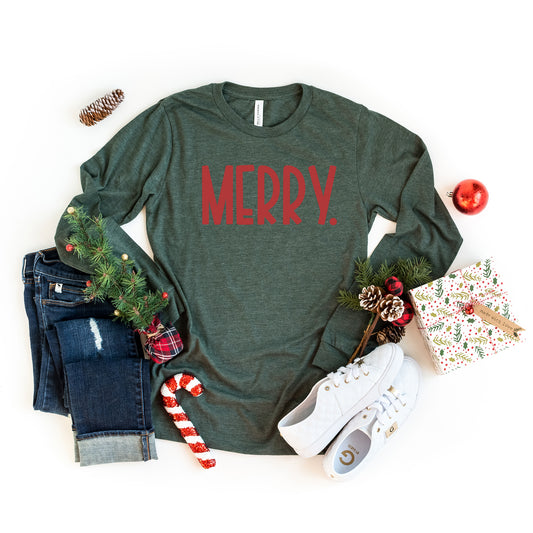 Merry Bold Word | Long Sleeve Crew Neck