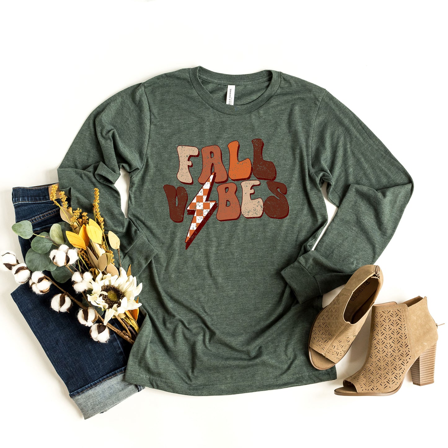 Retro Fall Vibes Wavy | Long Sleeve Crew Neck