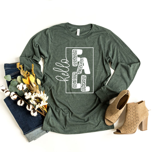 Hello Fall Square | Long Sleeve Crew Neck