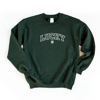 Embroidered Lucky Varsity Clover | Sweatshirt