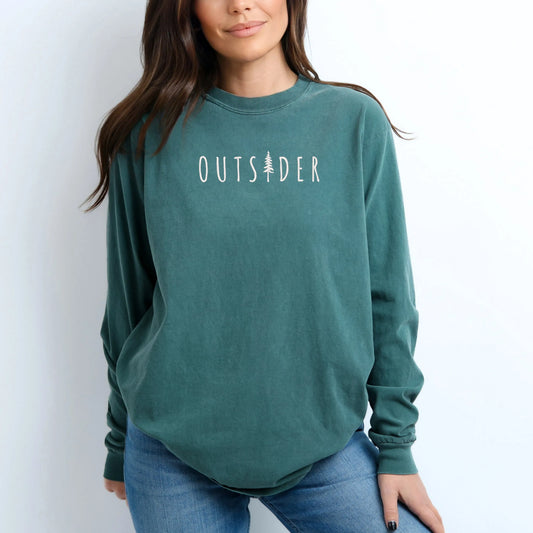 Embroidered Outsider Tree | Garment Dyed Long Sleeve