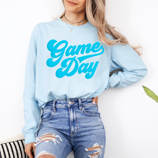 Game Day Retro Puff Print | Garment Dyed Long Sleeve