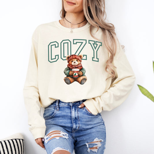 Cozy Bear | Garment Dyed Long Sleeve