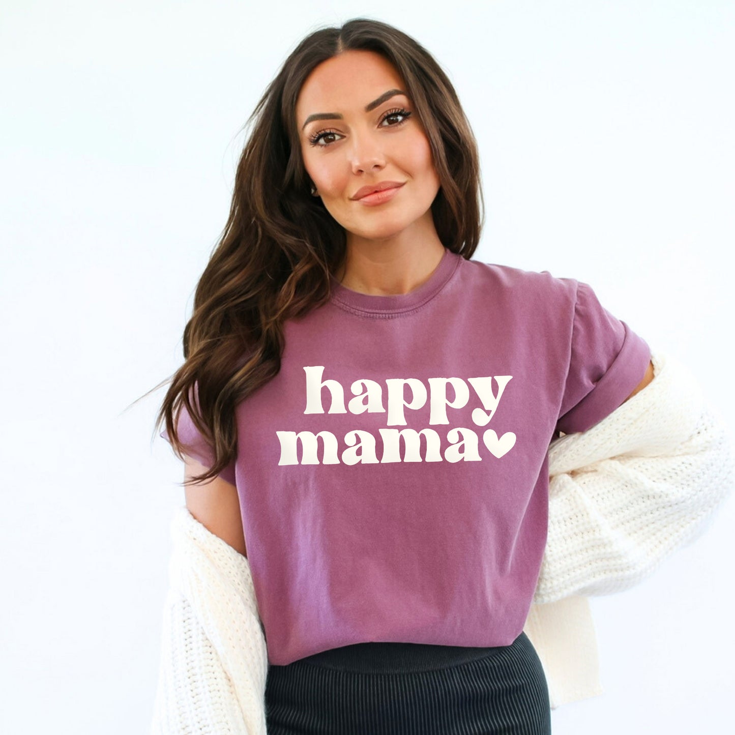 Happy Mama Puff Print | Garment Dyed Short Sleeve Tee