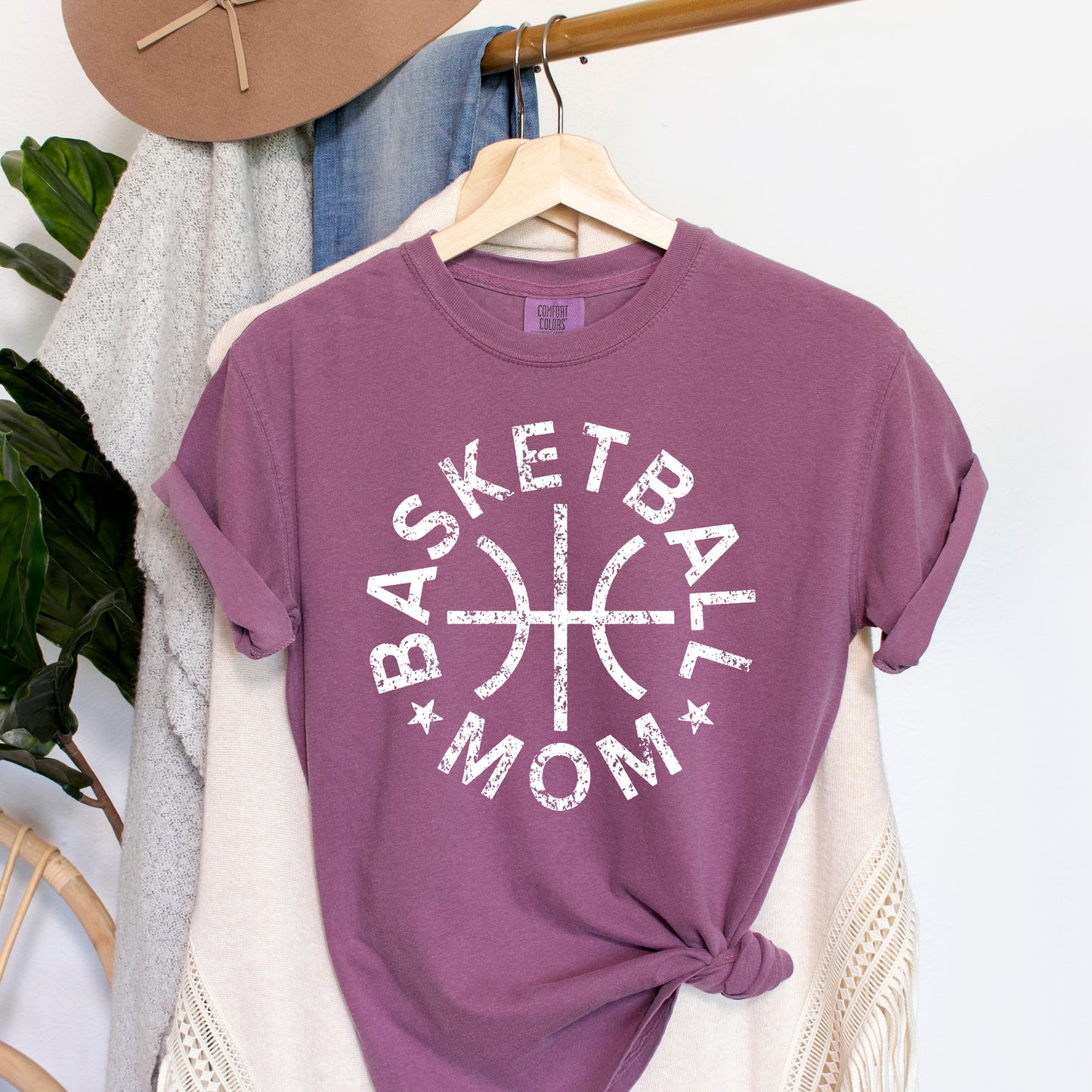 Basketball Mom Distressed | Garment Dyed Short Sleeve Tee