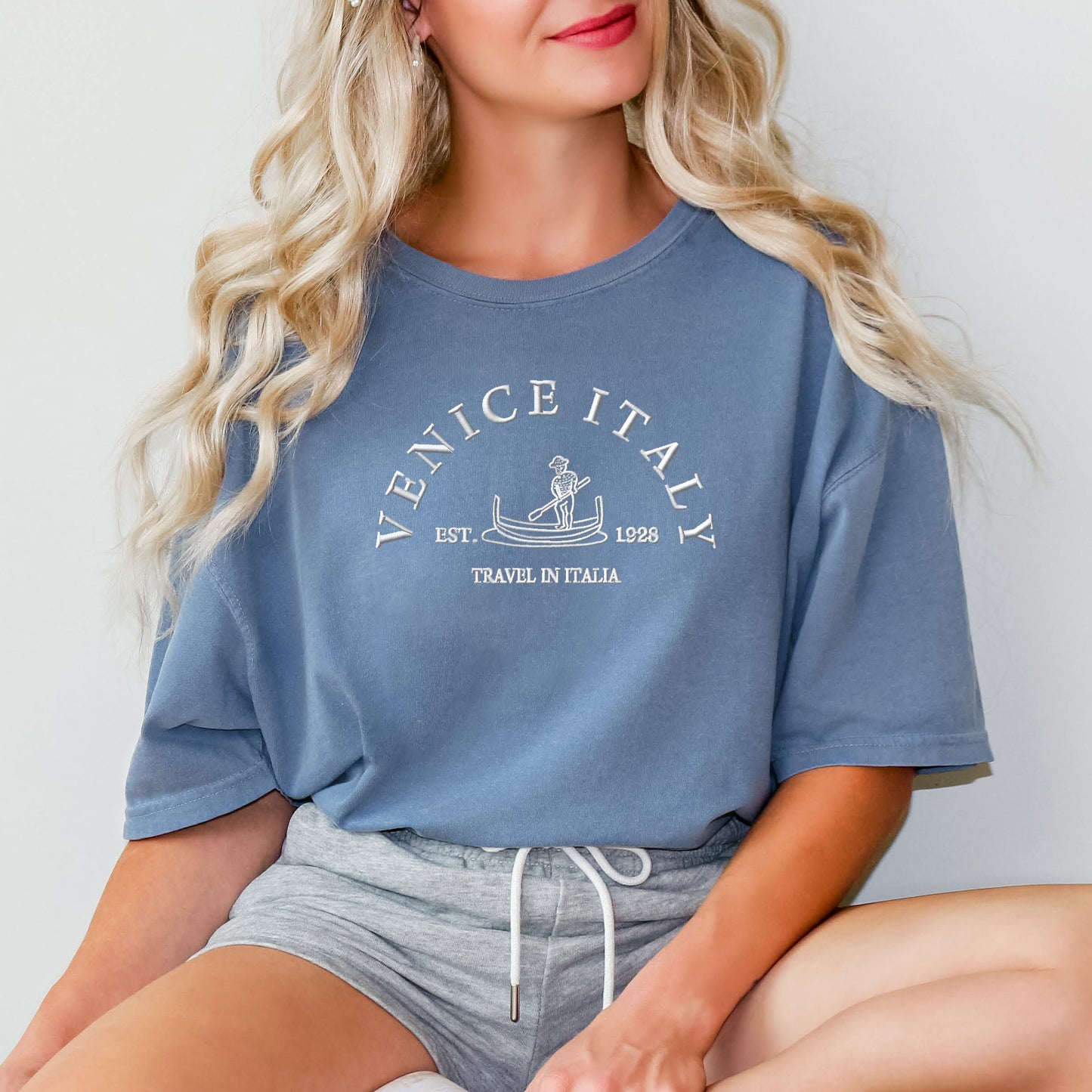 Embroidered Venice Italy | Garment Dyed Short Sleeve Tee