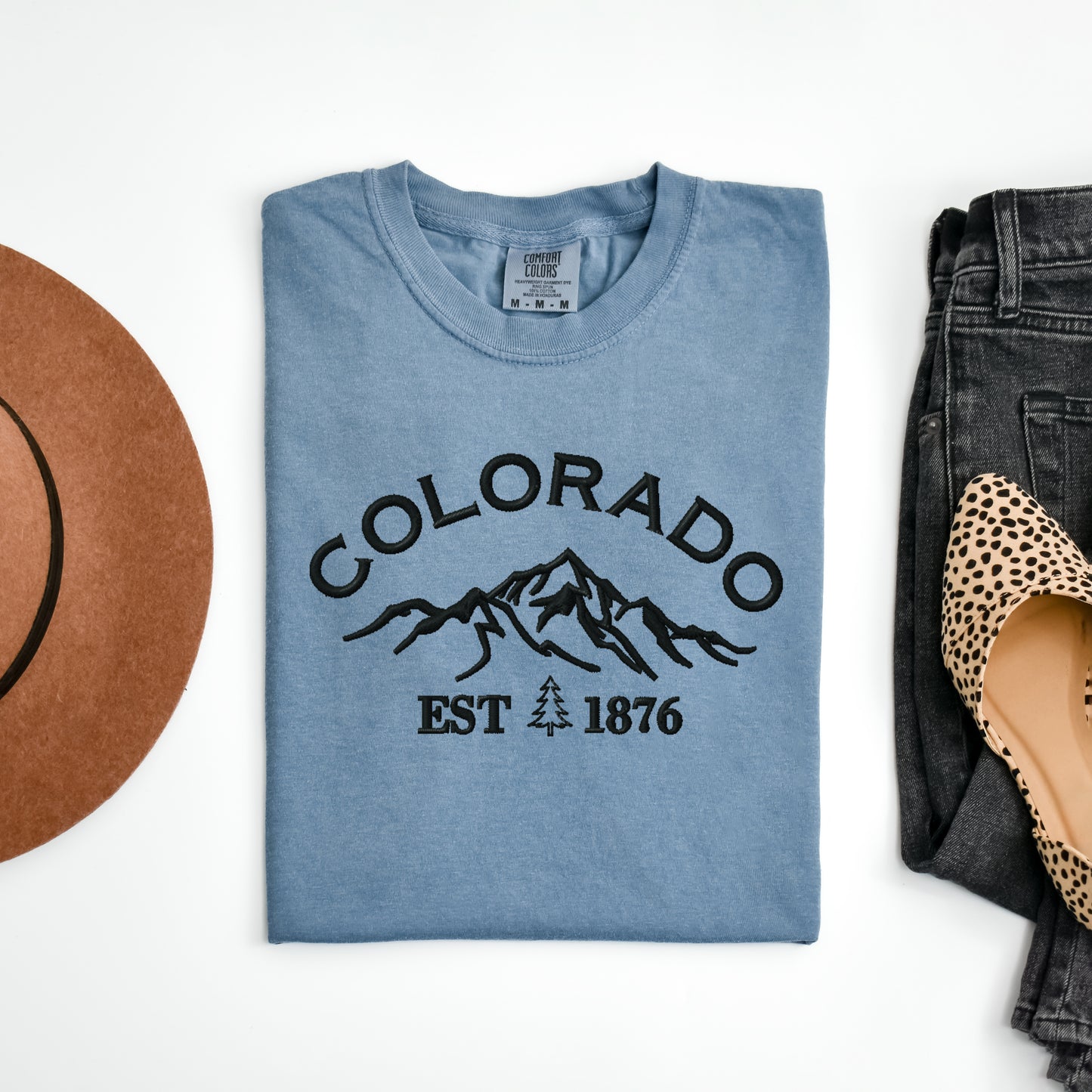 Embroidered Colorado Mountains | Garment Dyed Short Sleeve Tee