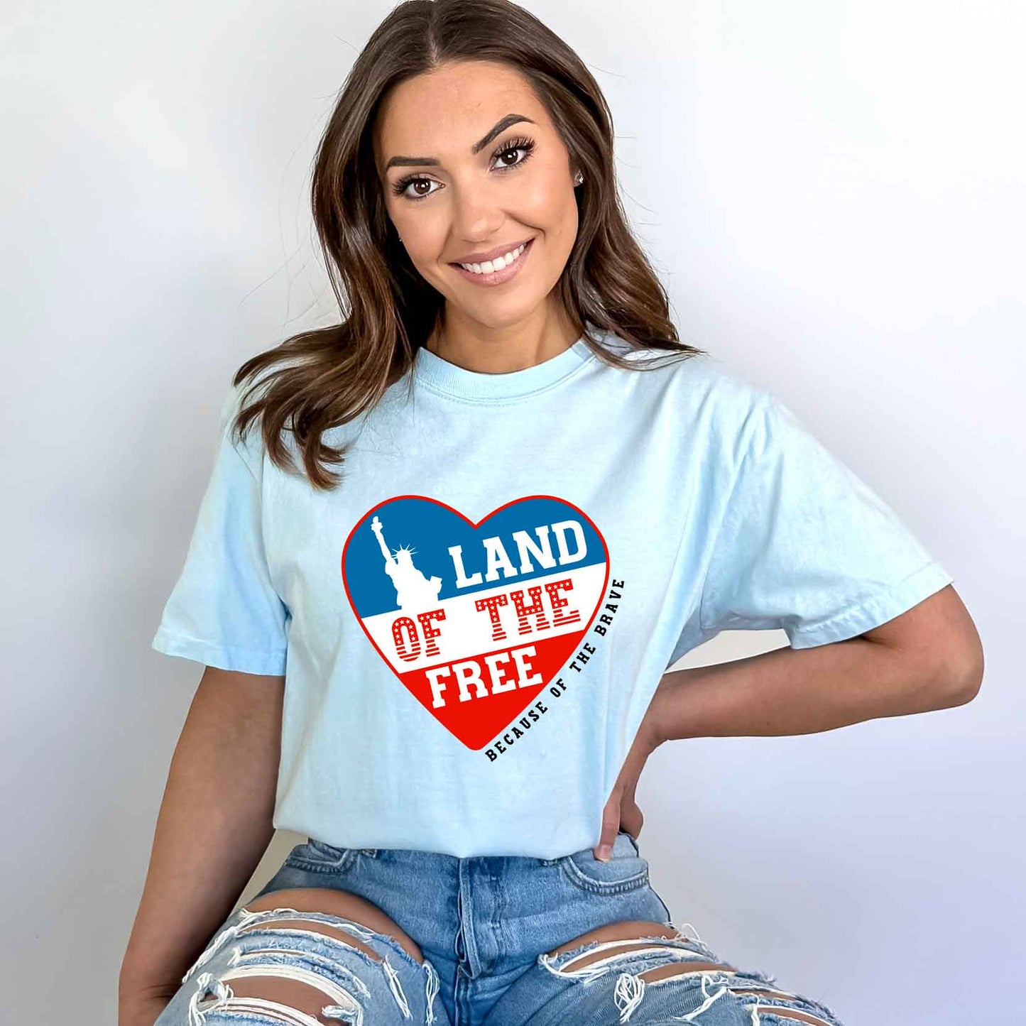 Land Of The Free Heart | Garment Dyed Short Sleeve Tee