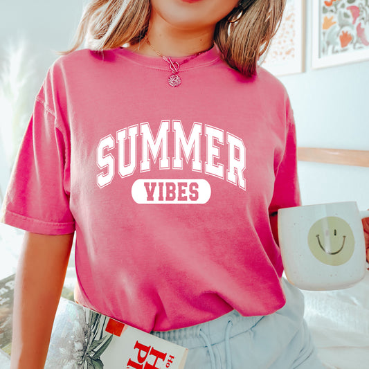 Varsity Summer Vibes | Garment Dyed Short Sleeve Tee