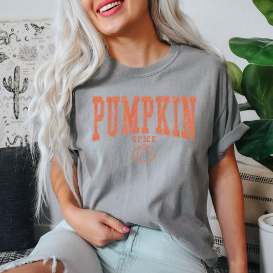 Pumpkin Spice Varsity | Garment Dyed Tee