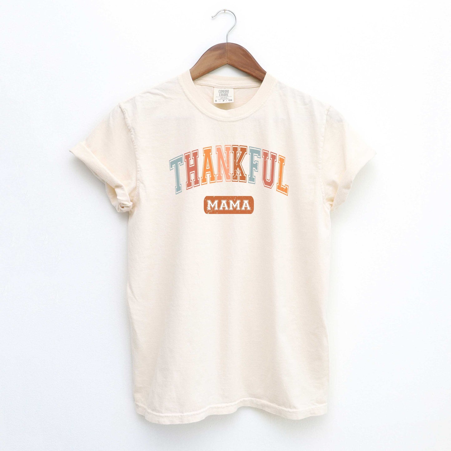 Varsity Thankful Mama | Garment Dyed Tee