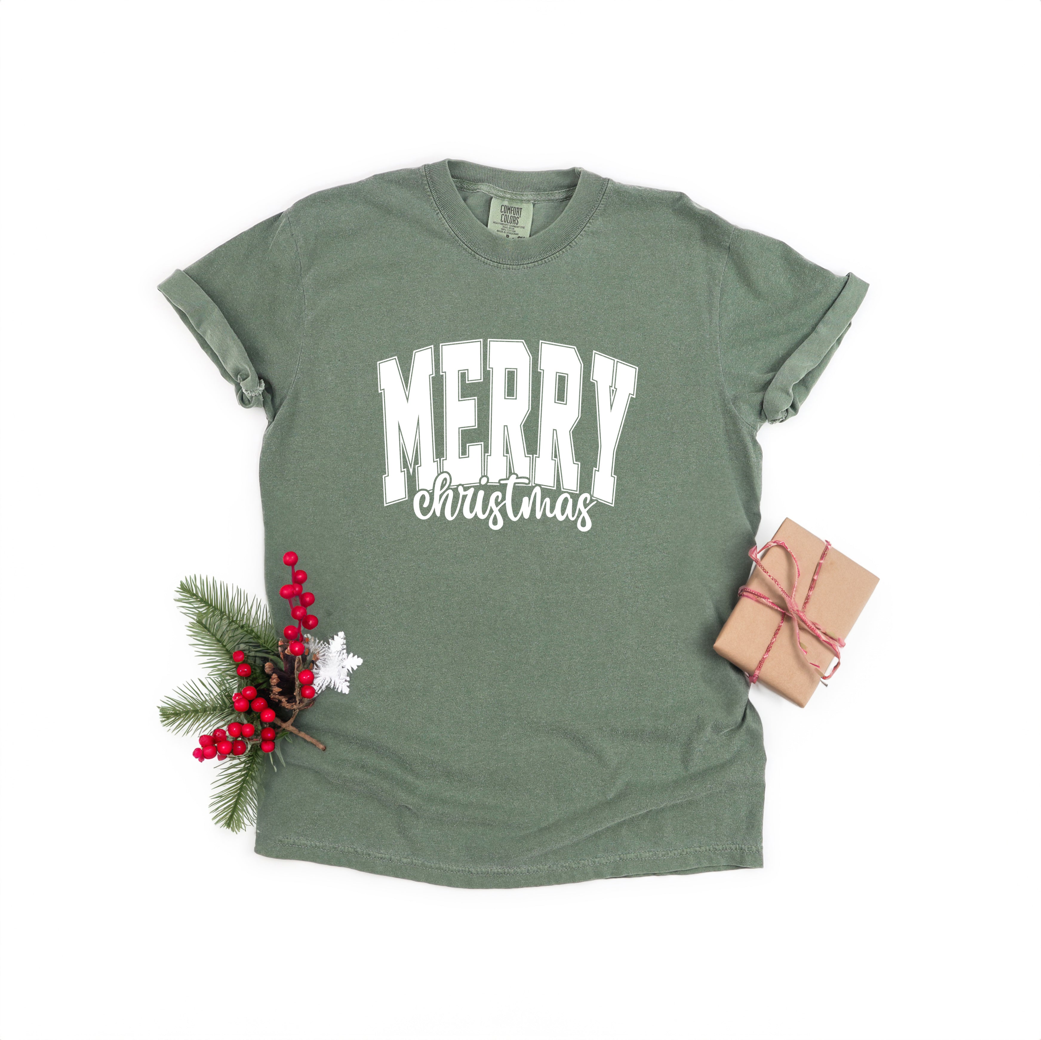 Merry Christmas Cursive Bold | Garment Dyed Tee – Simply Sage Market