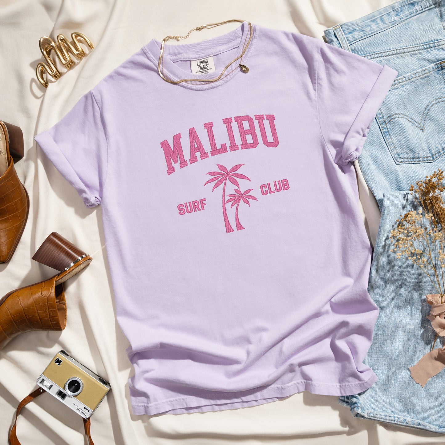 Embroidered Malibu Surf Club | Garment Dyed Short Sleeve Tee