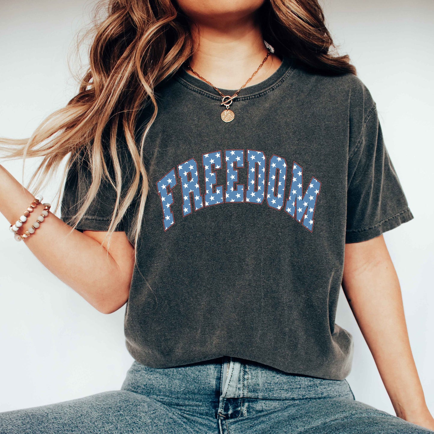 Retro Freedom Stars | Garment Dyed Short Sleeve Tee